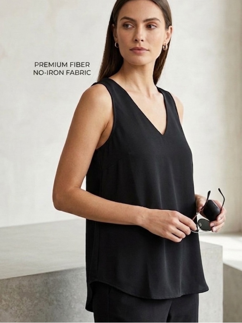 Black Sleeveless Tank Top Size Small Flowy Office Business Casual Layered EUC